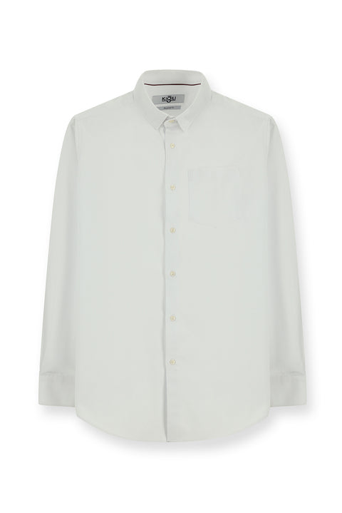 White Long Sleeve Regular Fit Patterned Cotton Shirt