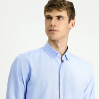 Light Blue Long Sleeve Regular Fit Patterned Cotton Button-Down Collar Oxford Shirt