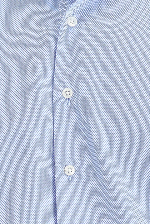 Blue Long Sleeve Regular Fit Patterned Cotton Button-Down Collar Oxford Shirt