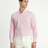 Pink Long Sleeve Regular Fit Patterned Cotton Button-Down Collar Oxford Shirt