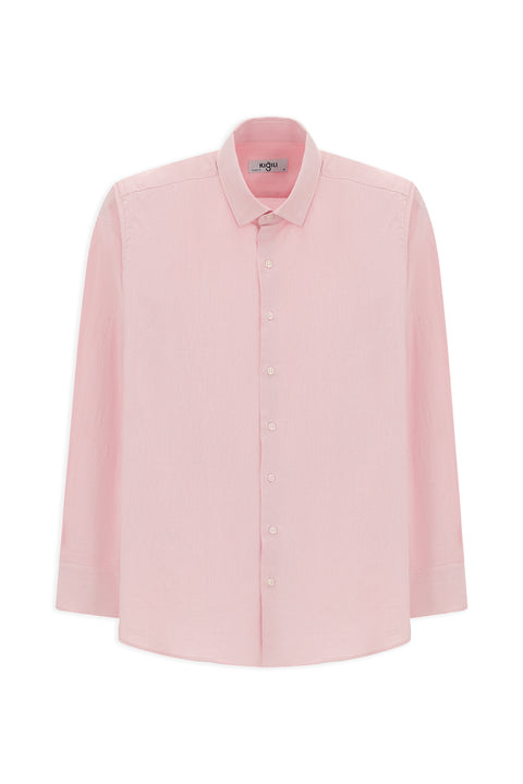 Pink Long Sleeve Regular Fit Patterned Cotton Button-Down Collar Oxford Shirt