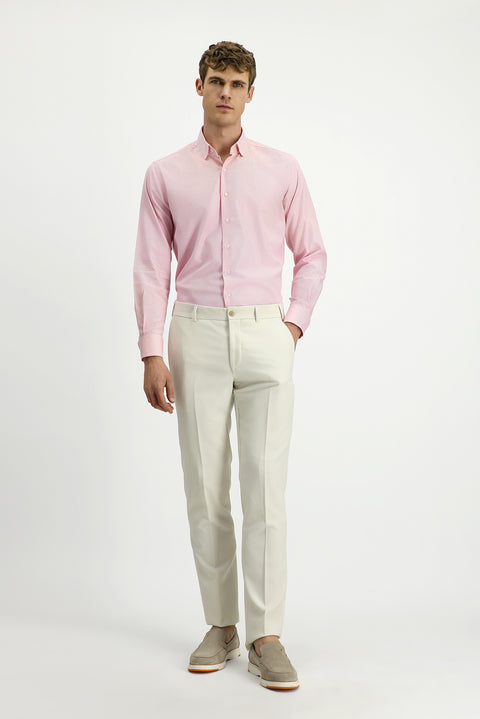 Pink Long Sleeve Regular Fit Patterned Cotton Button-Down Collar Oxford Shirt