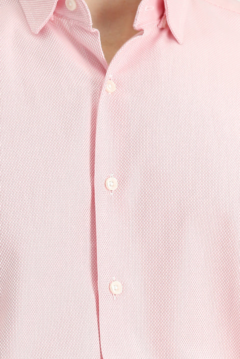 Pink Long Sleeve Regular Fit Patterned Cotton Button-Down Collar Oxford Shirt