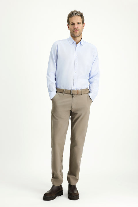 Blue Long Sleeve Regular Fit Patterned Cotton Oxford Shirt