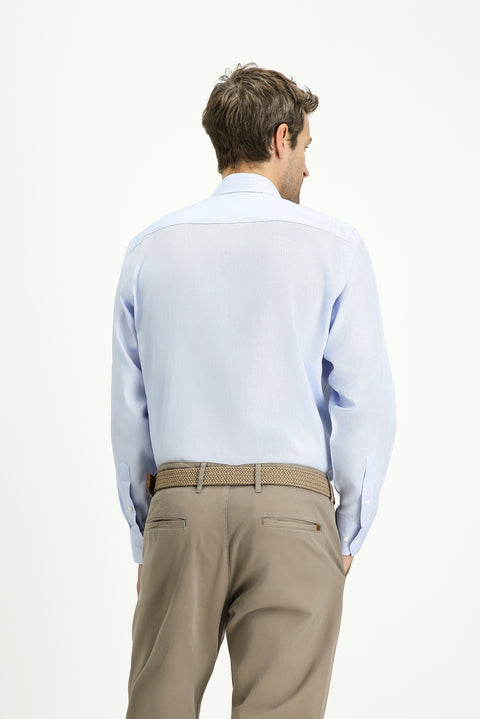 Blue Long Sleeve Regular Fit Patterned Cotton Oxford Shirt
