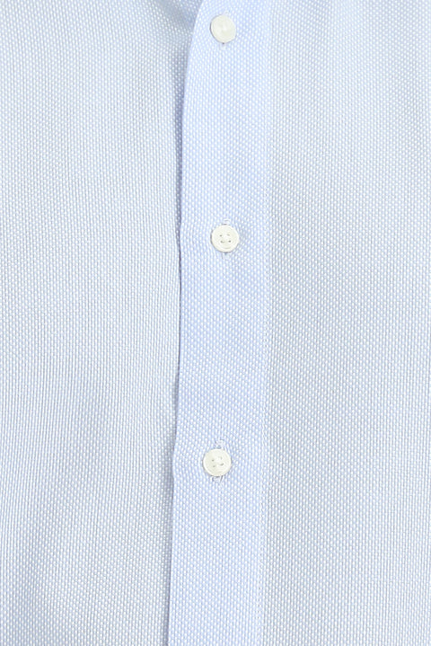 Blue Long Sleeve Regular Fit Patterned Cotton Oxford Shirt