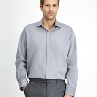 Dark Navy Long-Sleeve Classic Patterned Cotton Shirt