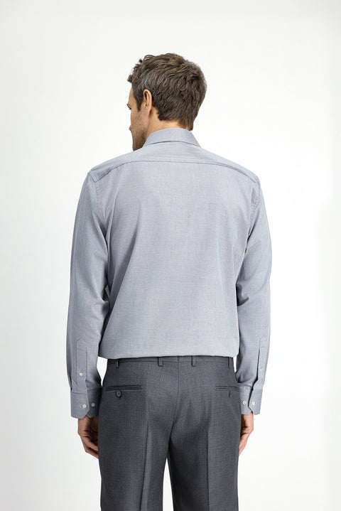 Dark Navy Long-Sleeve Classic Patterned Cotton Shirt