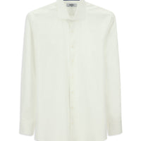 White Long-Sleeve Classic Patterned Cotton Shirt