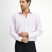 Pink Long-Sleeve Classic Patterned Cotton Shirt