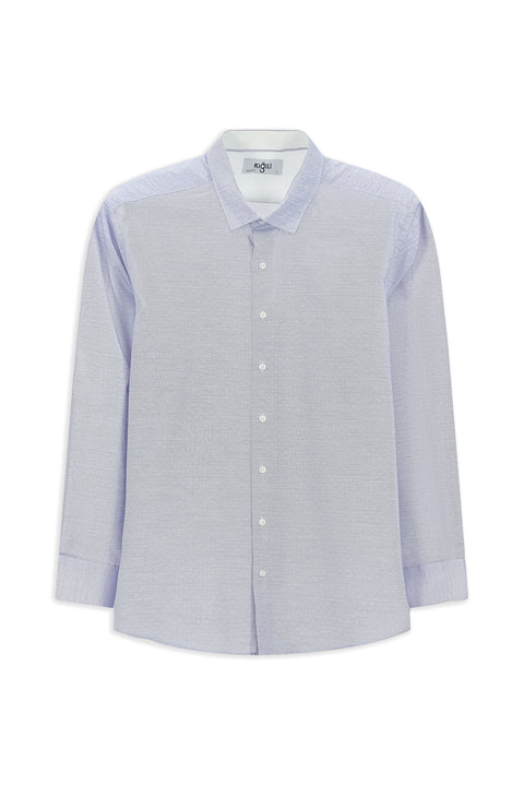 Medium Navy Long Sleeve Classic Patterned Cotton Shirt