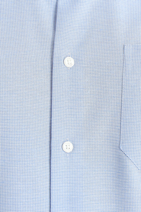 Light Blue Long Sleeve Regular Fit Patterned Sporty Cotton Button-Down Collar Shirt