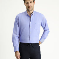 Blue Long Sleeve Regular Fit Patterned Sporty Cotton Button-Down Collar Shirt