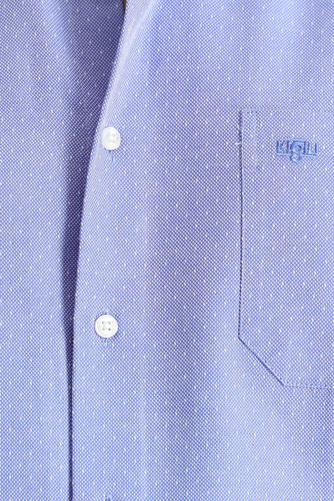 Blue Long Sleeve Regular Fit Patterned Sporty Cotton Button-Down Collar Shirt