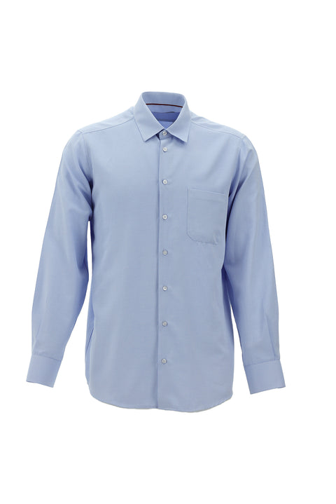 Light Blue Long Sleeve Classic Patterned Cotton Easy-Iron Shirt