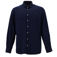 Dark Navy Long Sleeve Classic Patterned Cotton Easy-Iron Shirt