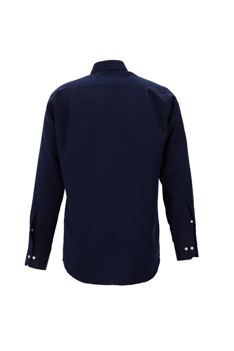 Dark Navy Long Sleeve Classic Patterned Cotton Easy-Iron Shirt