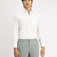 White Long Sleeve Non-Iron Classic Patterned Cotton Shirt