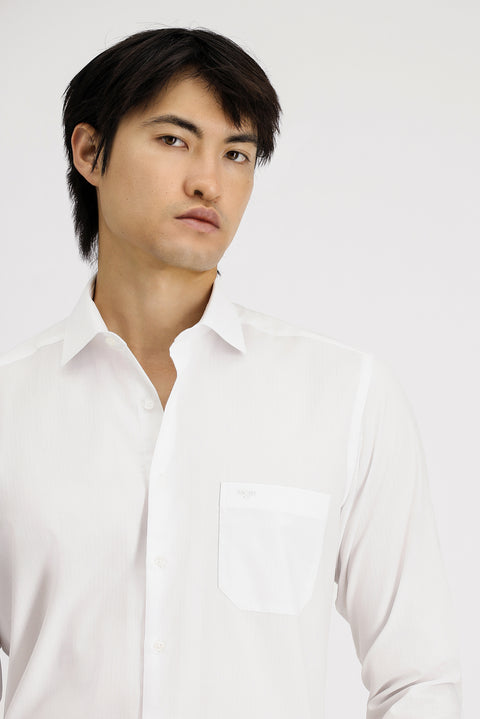White Long Sleeve Non-Iron Classic Patterned Cotton Shirt