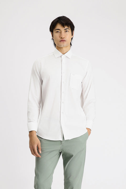 White Long Sleeve Non-Iron Classic Patterned Cotton Shirt