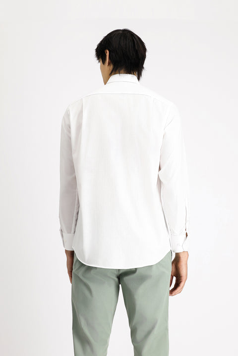 White Long Sleeve Non-Iron Classic Patterned Cotton Shirt