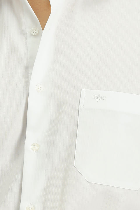 White Long Sleeve Non-Iron Classic Patterned Cotton Shirt