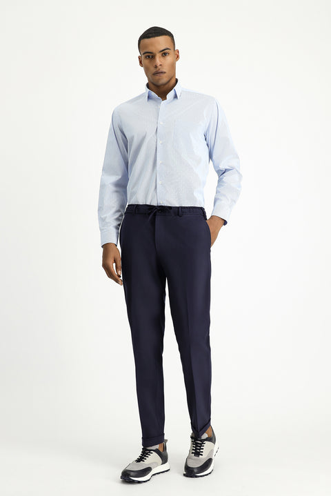 Light Blue Long Sleeve Classic Patterned Cotton Non-Iron Shirt