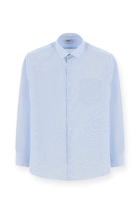 Light Blue Long Sleeve Classic Patterned Cotton Non-Iron Shirt