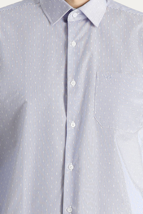 Dark Blue Long Sleeve Classic Patterned Cotton Non-Iron Shirt