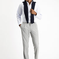 Light Blue Long Sleeve Classic Non-Iron Patterned Cotton Button-Down Shirt