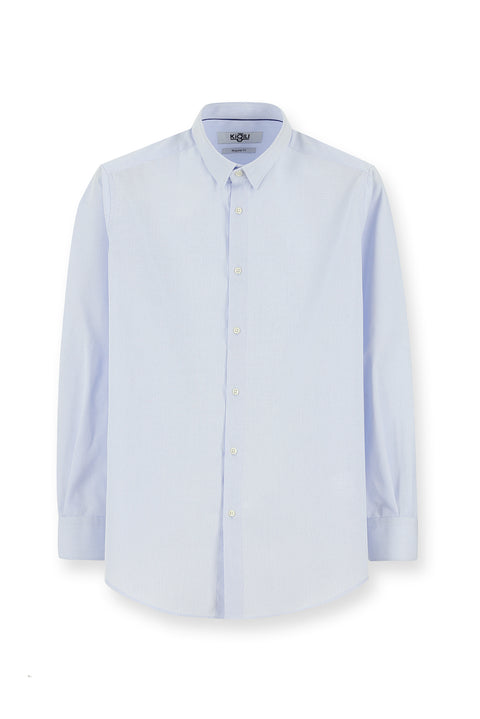Light Blue Long Sleeve Classic Non-Iron Patterned Cotton Button-Down Shirt
