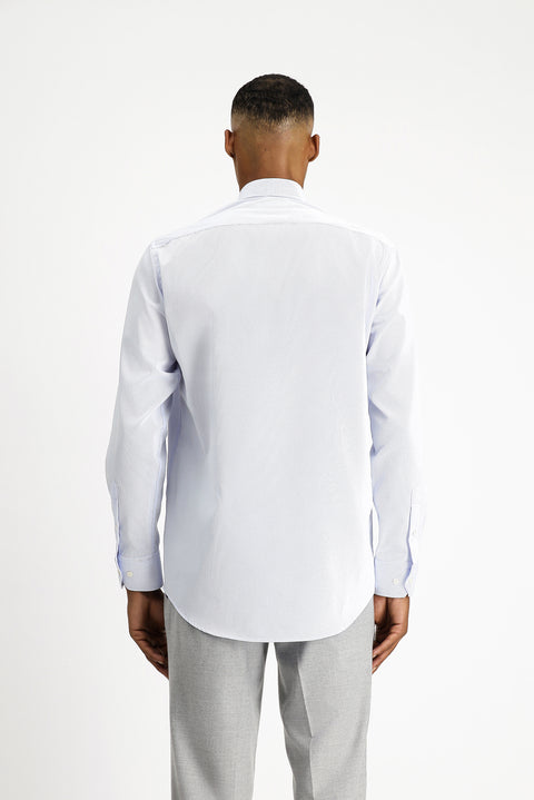 Light Blue Long Sleeve Classic Non-Iron Patterned Cotton Button-Down Shirt