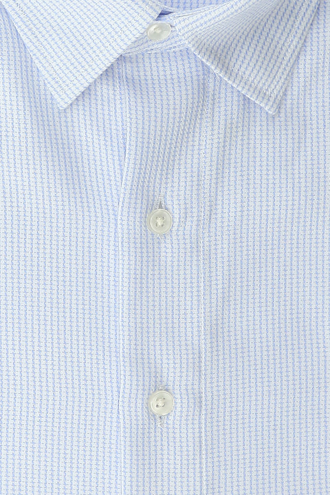 Light Blue Long Sleeve Classic Patterned Non-Iron Cotton Shirt with Pockets