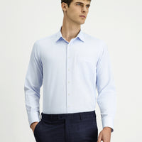 Light Blue Long Sleeve Classic Patterned Cotton Easy-Iron Shirt