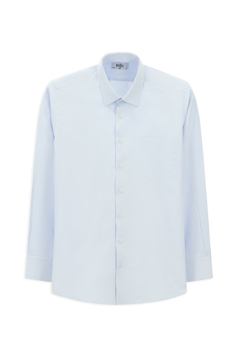 Light Blue Long Sleeve Classic Patterned Cotton Easy-Iron Shirt