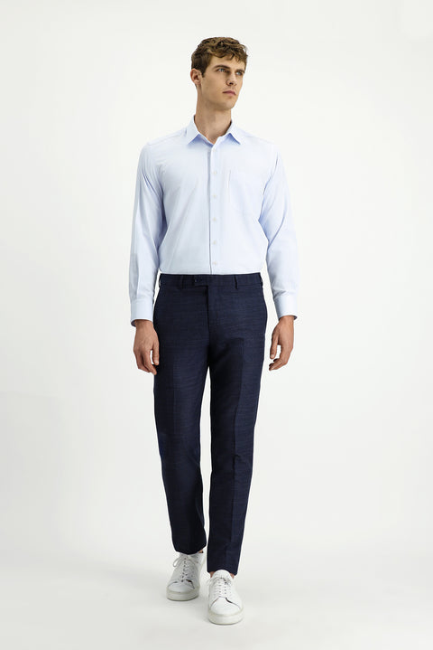 Light Blue Long Sleeve Classic Patterned Cotton Easy-Iron Shirt