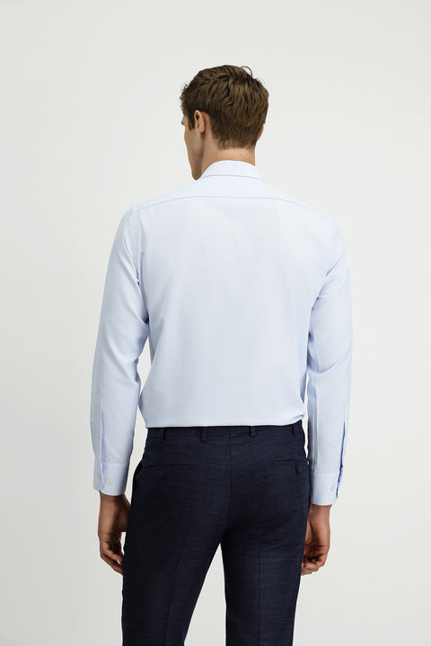 Light Blue Long Sleeve Classic Patterned Cotton Easy-Iron Shirt