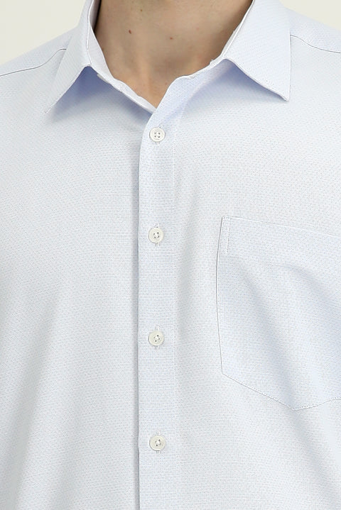 Light Blue Long Sleeve Classic Patterned Cotton Easy-Iron Shirt