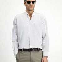 Light Beige Long Sleeve Classic Patterned Cotton Easy-Iron Shirt
