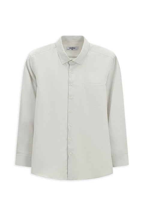 Light Beige Long Sleeve Classic Patterned Cotton Easy-Iron Shirt