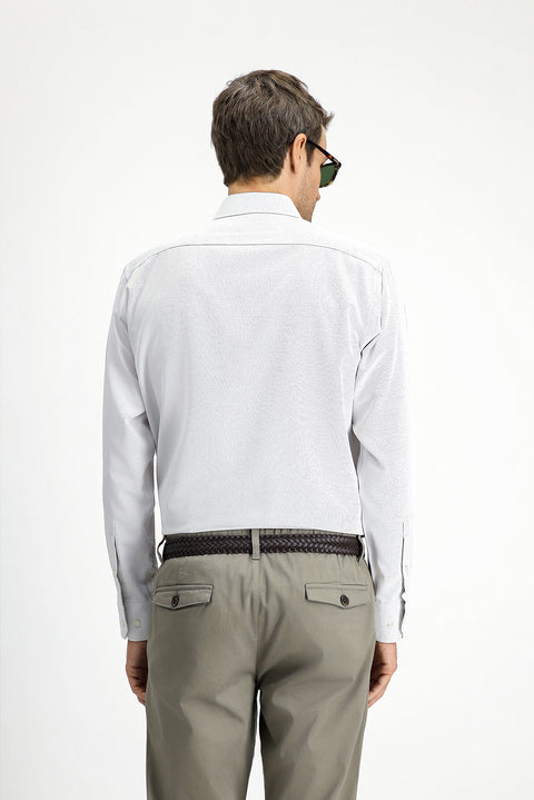 Light Beige Long Sleeve Classic Patterned Cotton Easy-Iron Shirt