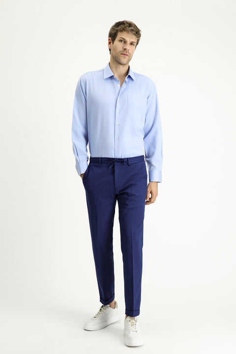 Blue Long-Sleeve Classic Oxford Cotton Easy-Iron Shirt