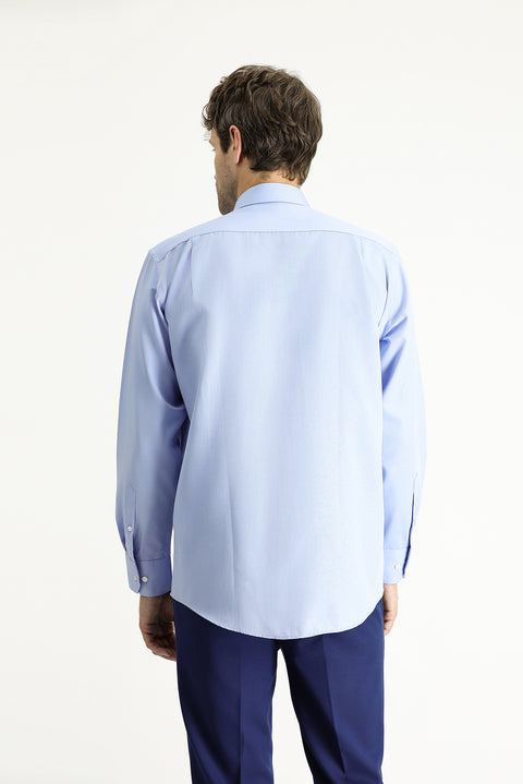 Blue Long-Sleeve Classic Oxford Cotton Easy-Iron Shirt