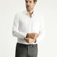 White Long-Sleeve Classic Oxford Cotton Shirt
