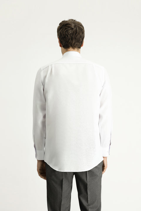 White Long-Sleeve Classic Oxford Cotton Shirt