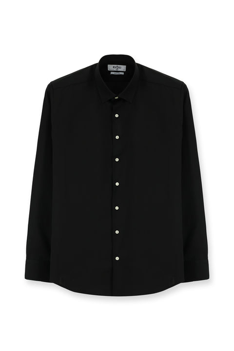 Black Long Sleeve Classic Nano Care Water Repellent Stain Resistant 4 Seasons Cotton Shirt
