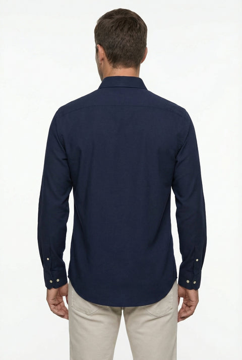 Dark Navy Long Sleeve Classic Nano Care Water Repellent Stain Resistant 4 Seasons Cotton Shirt