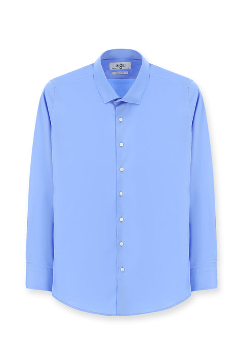 Dark Blue Long Sleeve Classic Nano Care Water Repellent Stain Resistant 4 Seasons Cotton Shirt