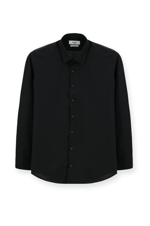 Black Long Sleeve Slim Fit Narrow Cut Cotton Classic Shirt