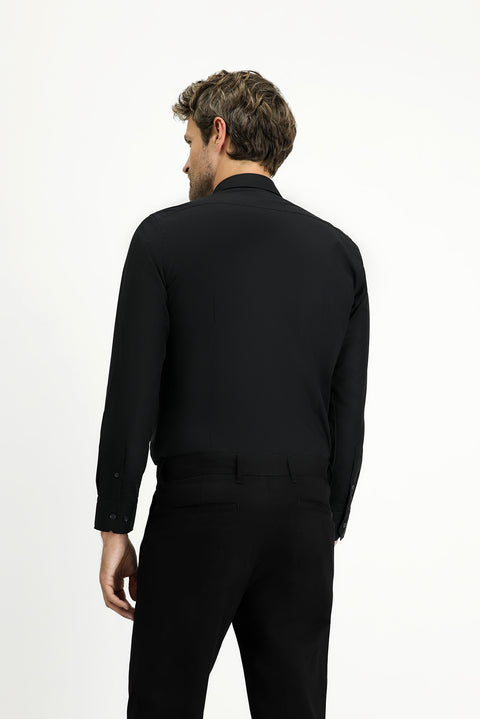 Black Long Sleeve Slim Fit Narrow Cut Cotton Classic Shirt